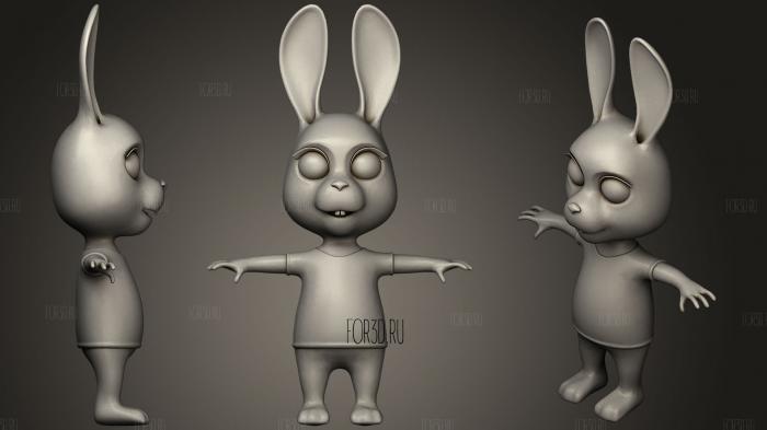 cartoon rabbit 3d stl модель для ЧПУ